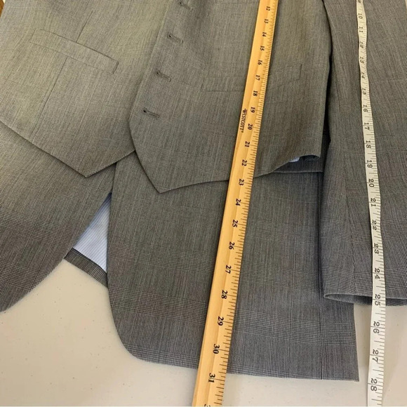 Banana Republic Grey Check Plaid Tailored Fit Vest Sport Coat Blazer Size 40R/S - Picture 14 of 16